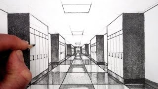 How to Draw 1Point Perspective for Beginners A Hallway [upl. by Llevel]