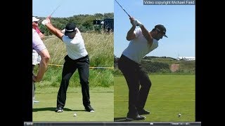 Jon Rahm golf swing  Long Iron faceon amp downtheline July 2017 [upl. by Enilraep]