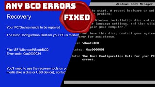 How to Fix Windows BCD Boot Erros 0xc0000098 0xc000000f 0xc0000034 [upl. by Aratehs]