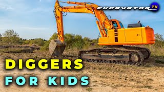 🦺 Diggers For Kids Diggers at Work  Mini Excavator Dump Trucks Cranes Flatbed  Diggers TV [upl. by Jobe709]