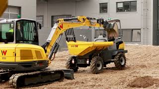 Wacker Neuson 5ton excavator vs 3ton dumper Cab impact test at half and full slewing speed [upl. by Ikuy]