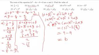 ROOTS OF QUADRATIC EQUATIONS alpha and beta [upl. by Launame627]