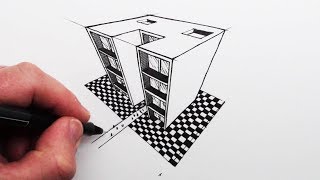 How to Draw using 3Point Perspective Simple Buildings [upl. by Liddie456]