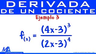 Derivada de un cociente  Ejemplo 3  Regla de la cadena [upl. by Htenaj]