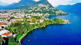 LUGANO Switzerland  incredible and amazing view from a drone [upl. by Lunnete]