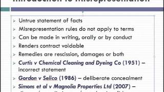 Misrepresentation Lecture 1 of 4 [upl. by Adair]