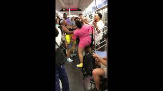 NYC Subway Fight between two women on uptown N train  August 25 2018 [upl. by Kabob235]