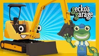 Mini Diggers For Children  Geckos Garage  Construction Truck Cartoons [upl. by Elbon]